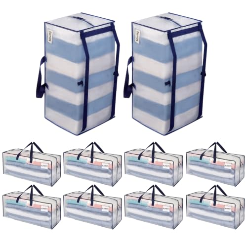 Image of VENO 10 Pack Heavy Duty Moving Bags with Backpack Straps, Zippers & Handles, Extra Large Packing Bags for College Dorm Essentials, Moving Supplies Alternative to Cardboard Moving Boxes