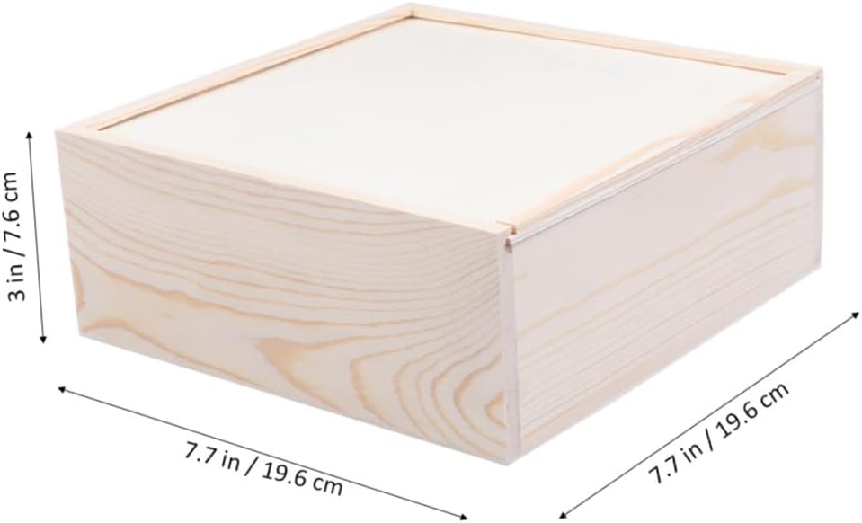 19.6x19.6x7.6cm Wooden Beige Box Jewelry Push Cover image 2