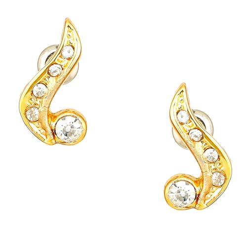 Gehena By Estele - Gold Tone crystal side swirl Stud Earrings (B08HNDJBKM) Amazon Price History, Amazon Price Tracker