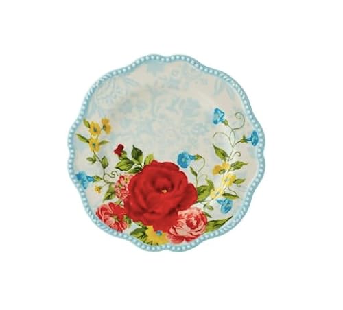 Stunning Sweet Rose Stoneware 12-Piece Dinnerware Set (Blue)