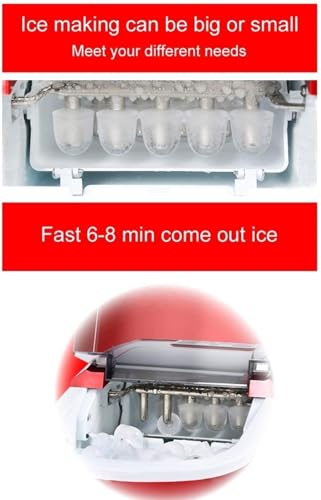 Fabricadora de hielo de mostrador, portátil y compacta, 33 lb/24 h, produce cubos de hielo en 6 minutos, eléctrica de alta eficiencia con cucharón para hielo, dos tamaños de cubos miniatura 3