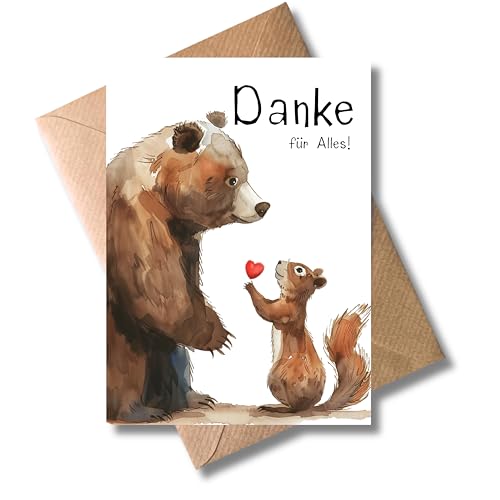 Herzliche Dankkarte mit Umschlag - "Danke für Alles!” süße Dankeschönkarte Stilvolle Dankes karte für Freunde Familie Partner Kollegen (DIN A6)