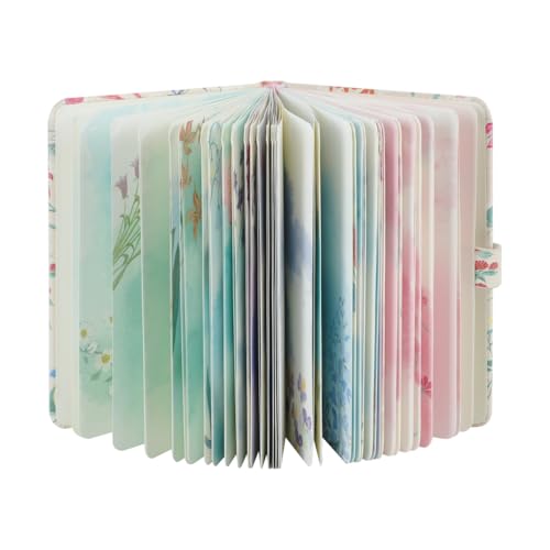 SIIXU Carnet de poche coloré A6 – Thème floral avec illustrations florales uniques, cuir végétalien, petite taille pour femme, idéal pour le journal, les notes et les voyages, rouge – vue 7