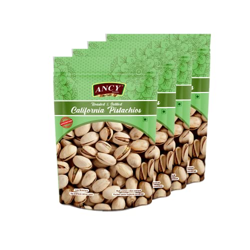 Image of AncyRoasted and Salted Pistachios 1000 Grams (250g X 4) - Tasty Crunchy Healthy Nut Snack | Pista Dry Fruit | Rich in Protein, Fiber & Antioxidants | Great for Kids During Study Time and Office Breaks | Vegan Friendly Pista | Low Calorie - Lightly salted Pistachios