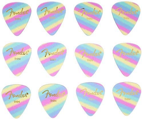Fender 351 Shape Graphic Picks (12 Pack) for electric guitar, acoustic guitar, mandolin, and bass
