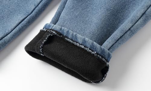 LittleSpring Boys Winter Jeans Fleece Lined Drawstring Warm Thickening Denim Pants4