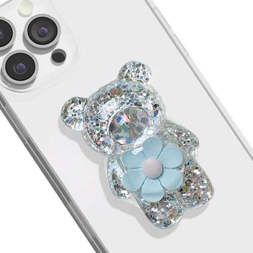 TTPSRY - TTPSRY Bague Telephone Portable Fleur d'ours Pailletée Universel Rétractable Multifonctionnel Créatif et Mignon Support Antidérapant pour Téléphone Portable Aupport de Bureau - -5%