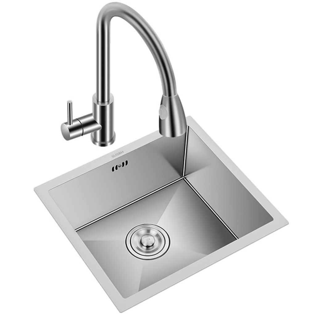 WIQUYBML Kitchen Sink, With Faucet Stainless Strainer Steel Bar Single ​Bowl ​Prep Drop-In Or Undermount Installation, Easy To Clean