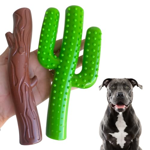 kIT 2 Brinquedos de Cachorro Morder Nylon Graveto e Cacto Texas Ultra Resistente e Grande - G, Brinq