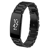 KOREDA Compatible with Fitbit Inspire HR Bands & Fitbit Inspire & Inspire 2 Band, Stainless Steel Inspire Metal Strap Replacement Wristband for Fitbit Inspire & Ace 2 Fitness Tracker (Black)