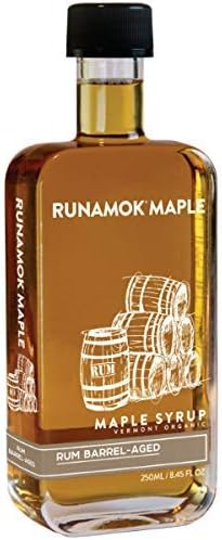 Runamok Maple Rum Barrel Aged Maple Syrup - Authentic & Real Vermont Maple Syrup | Non-Alcoholic & Natural Sweetener | Great for Ice Cream, Cheese Pairing & Pancakes Maple Syrup | 8.45 Fl Oz (250mL)