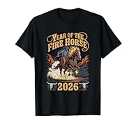 A dynamic illustration captures a cowboy riding a fiery horse through a rugged Western landscape, with the text "Year of the Fire Horse 2026" prominently displayed. Perfect for celebrating the Year of the Fire Horse or showcasing your love for Wester...
