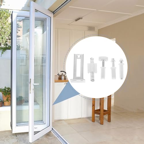 Kit de Herrajes para Puerta Bifold de Closet en Acero Inoxidable y Plástico con Pivotes Superior e Inferior para Instalación Estable y Fácil miniatura 2