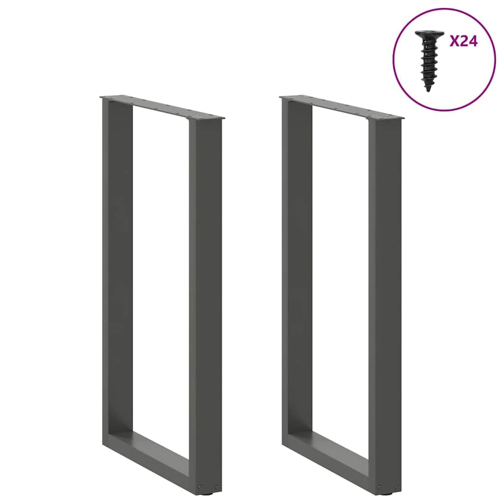 mesa de bar patas en forma de U 2 piezas Antracita 60 x (100-101) cm, acero con recubrimiento en polvo, pies de nivelación ajustables, patas resistentes para muebles de pie