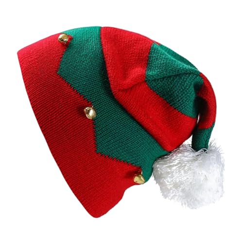 NociHah Gorro de malha de elfo de Natal para mulheres e homens - Boné de caveira de Papai Noel com p