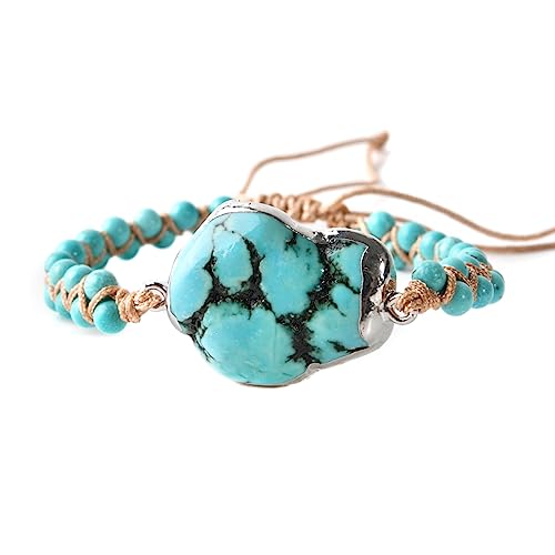Image of YGLINE Natural Stone Bracelet 5 Wraps Bracelet Handmade Blue Color Boho Bracelet for Women Bracelet