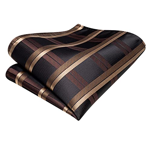 Image of Hi-Tie Men Ties Sets Silk Stripe Paisley Necktie Pocket Square Cufflinks for Business Wedding