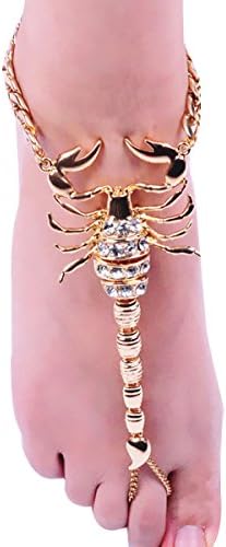 Kiss Queen Women Gold Scorpion Toe Ring Anklet Bracelet Rhinestone Barefoot Sandals Jewelry