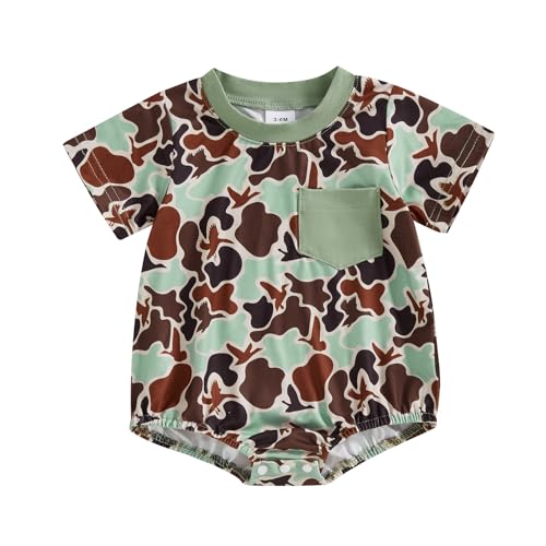 Image of Liuckyxin Baby Boy Summer Romper Camouflage Shirt Casual Short Sleeve Round Neck Jumpsuit Newborn Clothes 3 6 12 Months