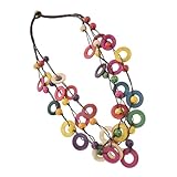 GLSTOY Collar Bohemio Multicapa de Cáscara Natural, Colgante Geométrico Vintage Redondo, Joyería Colorida para Mujer, Accesorio Artesanal Adecuado para Playa y Uso Diario