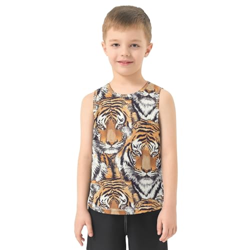 Boys Tank Top Shirts Colored Tiger Aniaml Sleeveless T-Shirts Crew Neck for Kids Clothing Children2