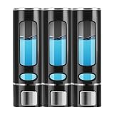 Zeepdispenser, wandbevestiging, zwart, set van 3, 400 ml, douchegel, shampoodispenser voor douche, zeepdispenser, wand, geen boren, douchegeldispenser voor keuken, badkamer, hostels en hotels