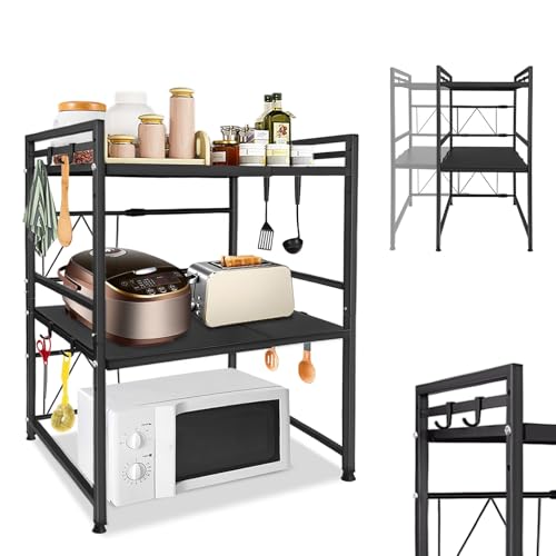 LARS360 Erweiterbares Mikrowellen Regal, 3-stufiges Mikrowellenständer, Küchentischregal aus...