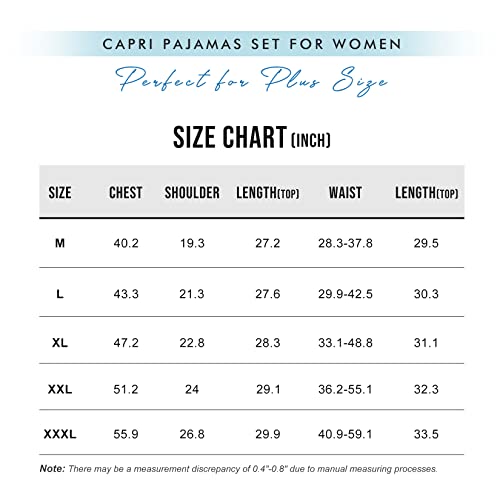 Siskin Womens Pajama Sets - Capri Pajamas For Women Set Plus Size Sleepwear Tops With Capri Pants Summer Pjs Sets Butterfly M #TOP6