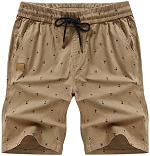JMIERR Mens Summer Casual Chino Shorts, Coconut Tree Printed Khaki, 2XL - 2