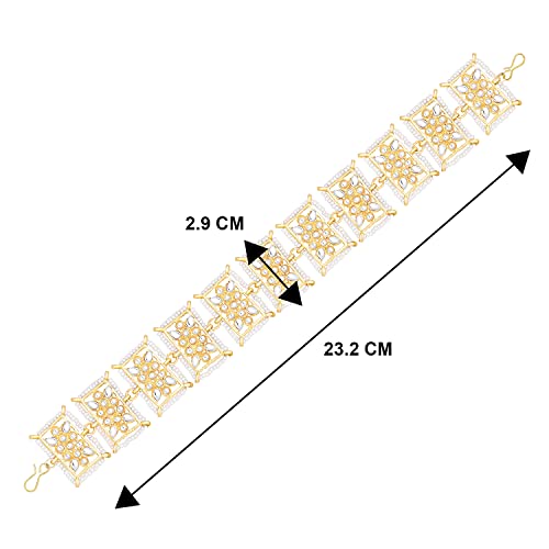 Matha Patti tradicional chapado en oro con perlas y Kundan para mujer 5