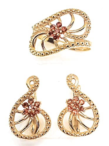 Juego de joyas Pilar para evitar alergias conjunto anillo 18 y pendientes de oro