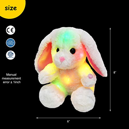 Bstaofy Light Up White Bunny Soft Plush Toy Led Rabbit Lop Ear Night Light Stuffed Animals Easter Birthday Christmas Festival Occasions Gift For Kids Toddlers 8'' #TOP3