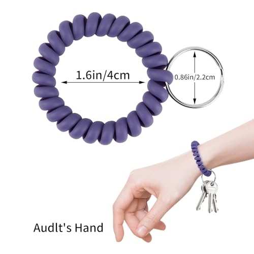 Image of QIUTIMIY 6PCS Wristlet Keychain, Colorful Spiral Coil Hair Tie for Women, Sauna Accessaries Wrist Coil Key Ring Key Holder