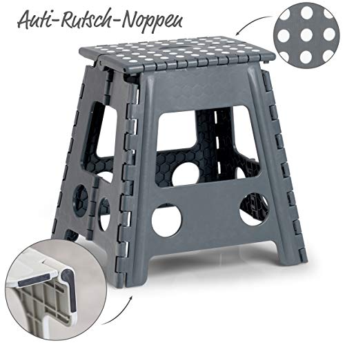 Zeller 13037 Premium Klapphocker faltbar, Kunststoff, anthrazit, TÜV geprüft, belastbar bis 150 kg, ca. 38,5 x 31,5 x 39 cm