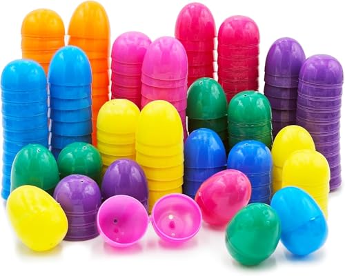 The Dreidel Company 150-Pack Fillable Easter Eggs with Hinge Bulk Colorful Bright Plastic Easter Eggs Perfect for Easter Egg Hunt Suprise Egg Easter Hunt 2.25 Assorted Colors (150-Pack)