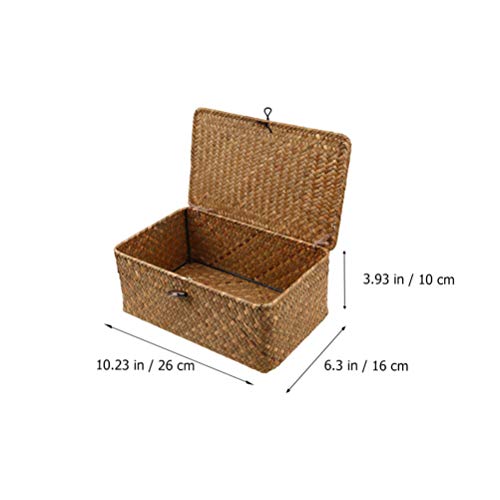 NICEXMAS 2Pcs Cestos de Palha de Tecido de Armazenamento Bin Caixa de Ervas Marinhas Com Alças para