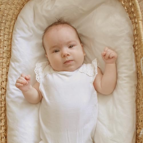 Image of Gllquen Baby Bassinet Sheets 2 Pack, 100% Organic Cotton Bassinet Fitted Sheets for Girls Boys, Soft & Breathable Unisex Baby Mattress Sheet for Standard Bassinets 33 inchx17 inch(White)