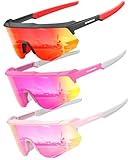 QALLY Polarized Sport Sunglasses Men Women Bike Sunglasses for Men Cycling UV Protection Baseball Running 3 Packs