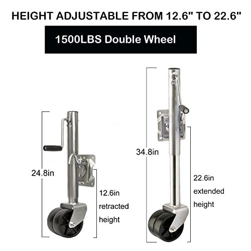 Myoyay Trailer Jack With Wheel 6 Inch Swivel Trailer Jack 1500 Lbs Capacity Heavy Duty Boat Trailer Jack 10" Lift Double Wheels Jack For Rv Boat #TOP3