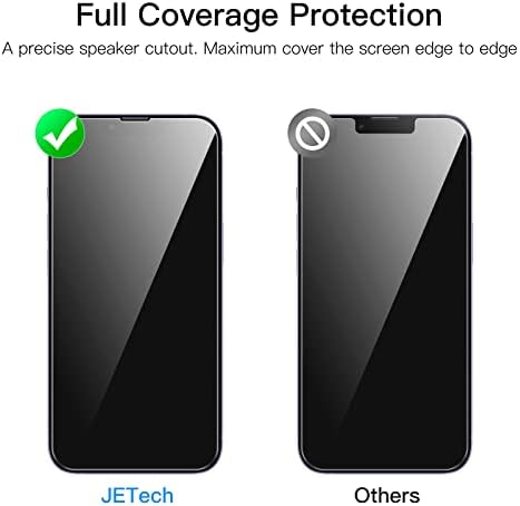 JETech One Touch Install Screen Protector for iPhone 14 6.1-Inch, Full Coverage Tempered Glass Film, Auto Alignment Tool Kit, HD Clear, 2-Pack