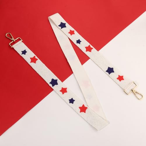 Image of 4th of July Purse Strap Red White Blue Beaded USA Star Purse Strap Replacement American Independence Day Outfits