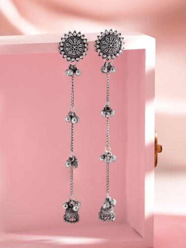 Image of Rubans Oxidised Dangle Earrings Boho Stylish Trendy Jewellery Gift for Women & Girls