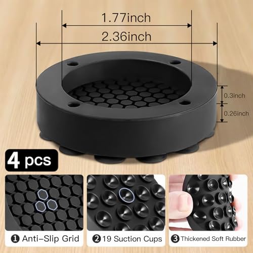 Image of Anti-Vibration Washing Machine Pads with Silicone Suction Cups, Noise Reduction Feet for Washers, Dryers Set of 4, Universal Fit, Protects Floors and Reduces Shaking