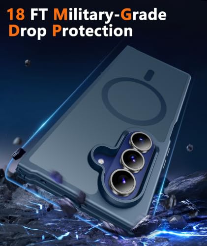 Image of FNTCASE for Samsung Galaxy Z Fold 8 Ultra Case: Galaxy Z Fold 7 Case: [Fit for Magsafe] [Screen Protector] Military Grade Drop Protection, Translucent Matte Magnetic Phone Cover - Blue
