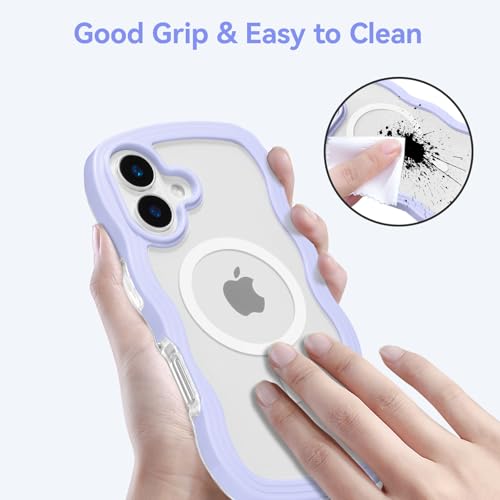 Coque iPhone 16 Plus antichoc violette QLTYPRI cadre ondulé silicone - 4