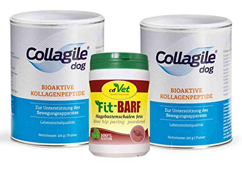 Collagile ® Dog 225g + cdVet Fit-Barf Hagebuttenschalen Feinschnitt 150g