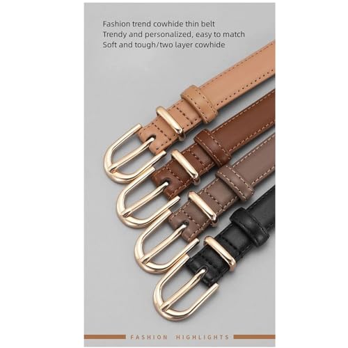 Skinny Belts, Women's Belts Adjustable Pure Cowhide Needle Buckle Versatile Denim Dress Waist Belt3