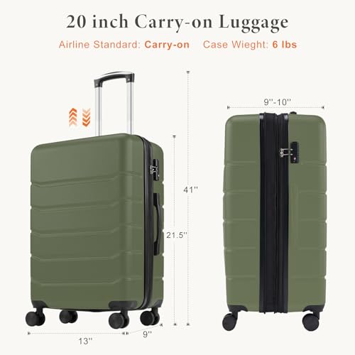 Image of Sweetcrispy 20 Inch Carry On Luggage, Suitcase with Spinner Wheels