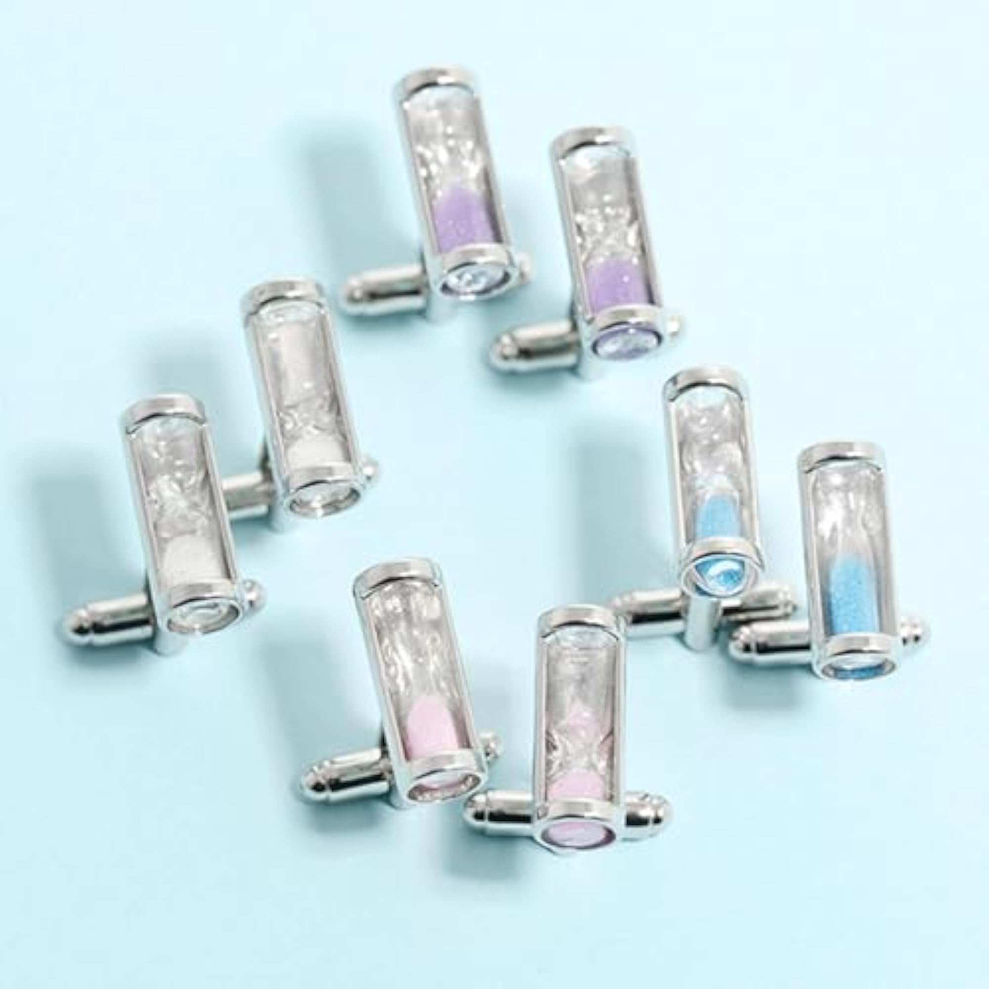 Shirt Cuff Links Wedding Hourglass 2Pcs Glass Cufflinks
