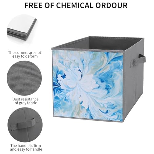 Boîtes de rangement bleues et blanches pliables pour optimiser vos étagères - 4